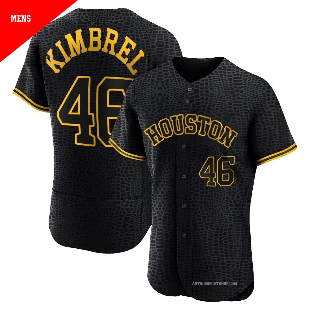 Men's ＃46 Craig Kimbrel Houston Astros Black Authentic Snake Skin City Jersey