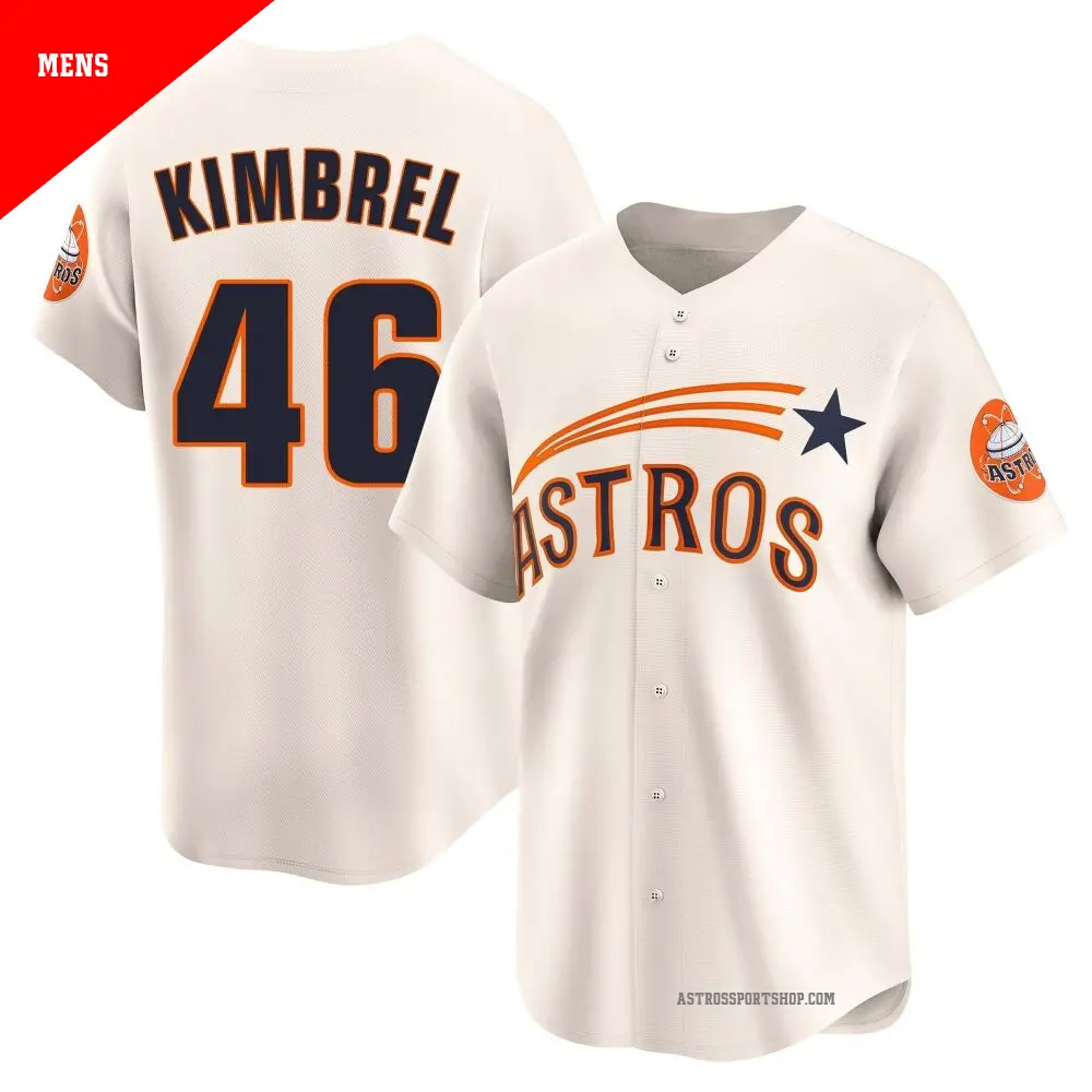 Men's ＃46 Craig Kimbrel Houston Astros Cream Limited Throwback Cooperstown Collection Jersey