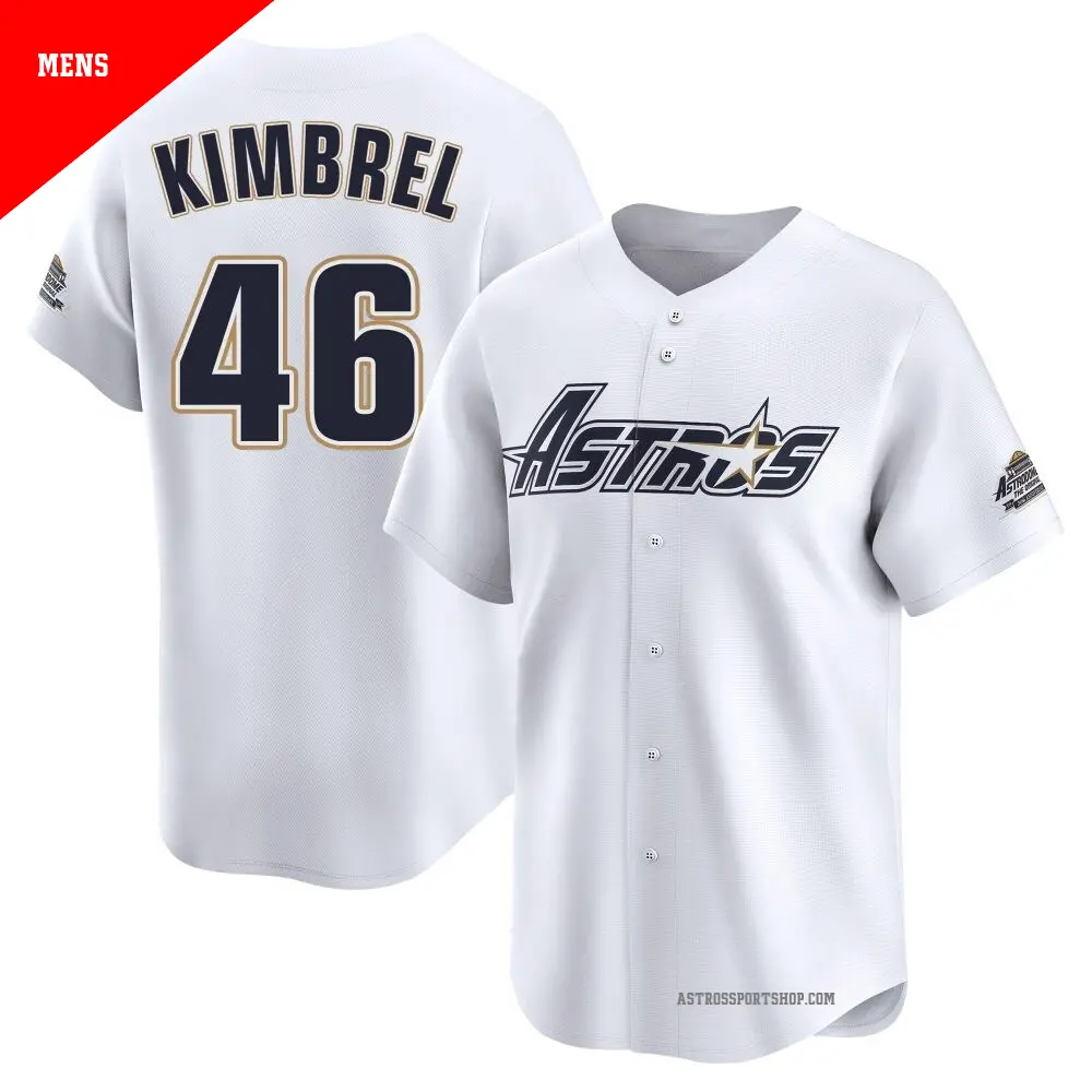 Men's ＃46 Craig Kimbrel Houston Astros White Limited Throwback Cooperstown Collection Jersey