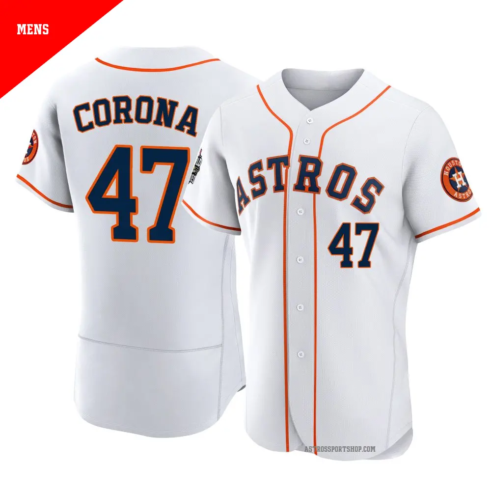 Men's ＃47 Kenedy Corona Houston Astros White Authentic 2022 World Series Home Jersey