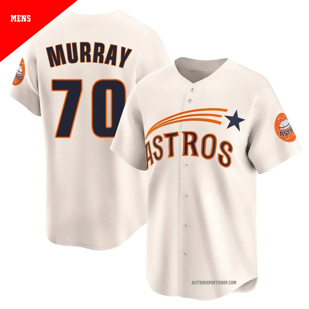 Men's ＃70 Jayden Murray Houston Astros Cream Limited Throwback Cooperstown Collection Jersey