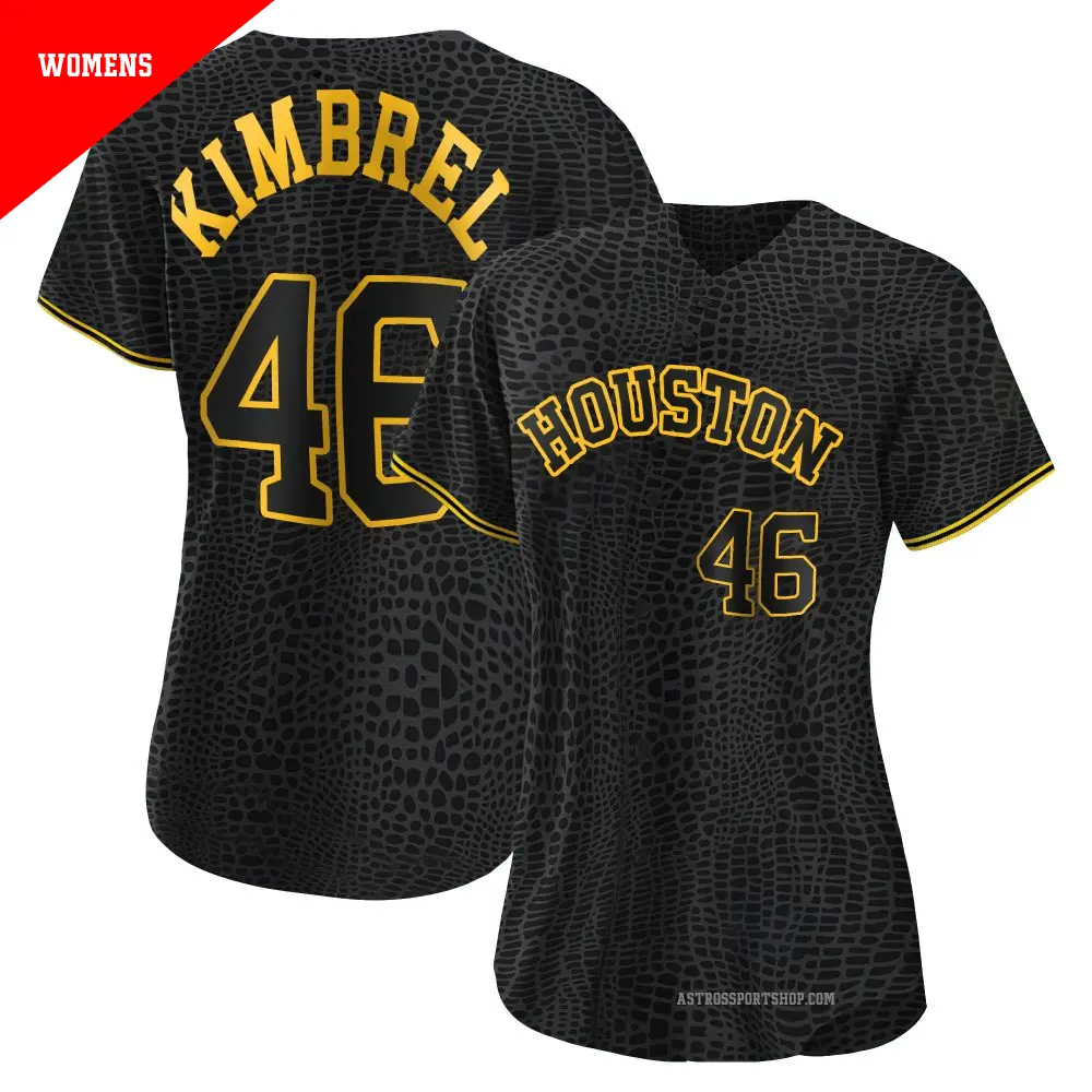 Women's ＃46 Craig Kimbrel Houston Astros Black Replica Snake Skin City Jersey