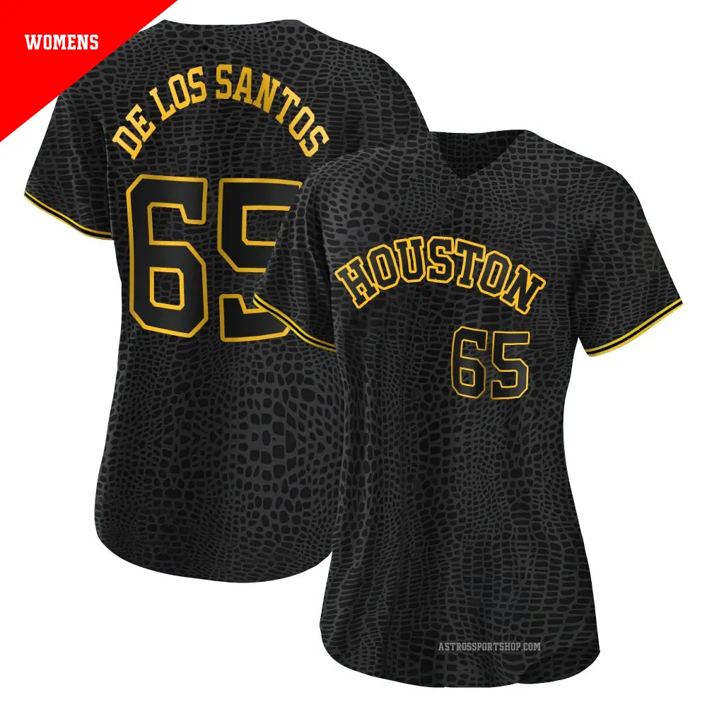 Women's ＃65 Enyel De Los Santos Houston Astros Black Replica Snake Skin City Jersey