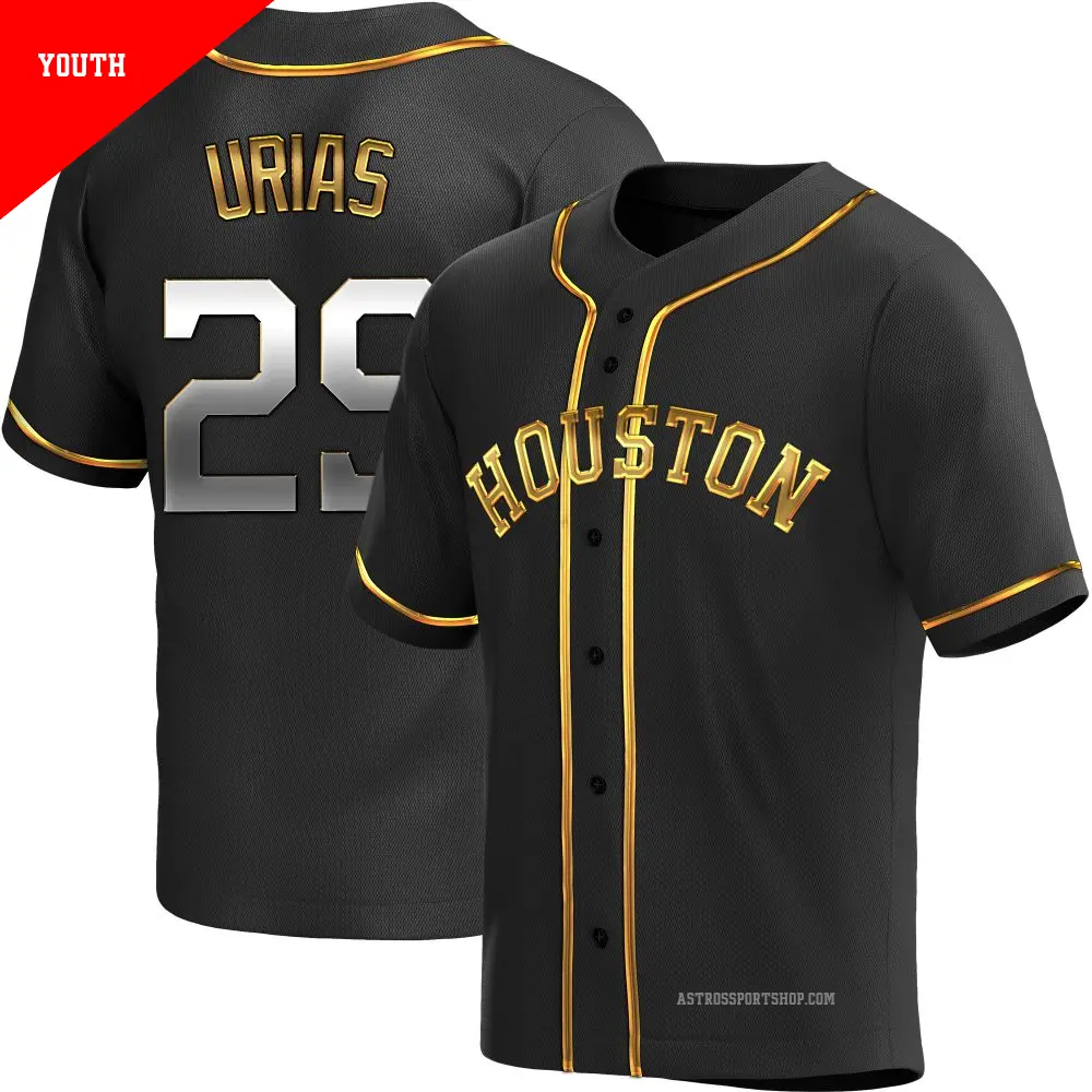 Youth ＃29 Ramon Urias Houston Astros Gold Replica Black en Alternate Jersey