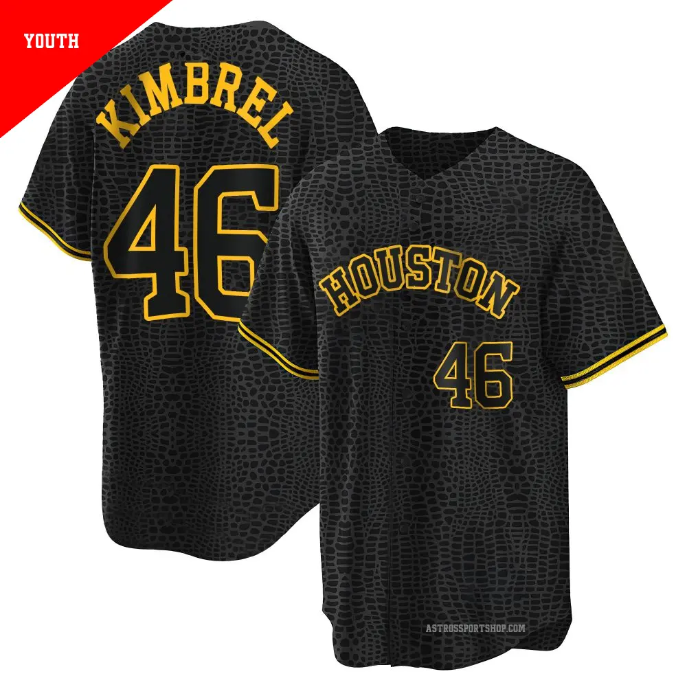 Youth ＃46 Craig Kimbrel Houston Astros Black Replica Snake Skin City Jersey
