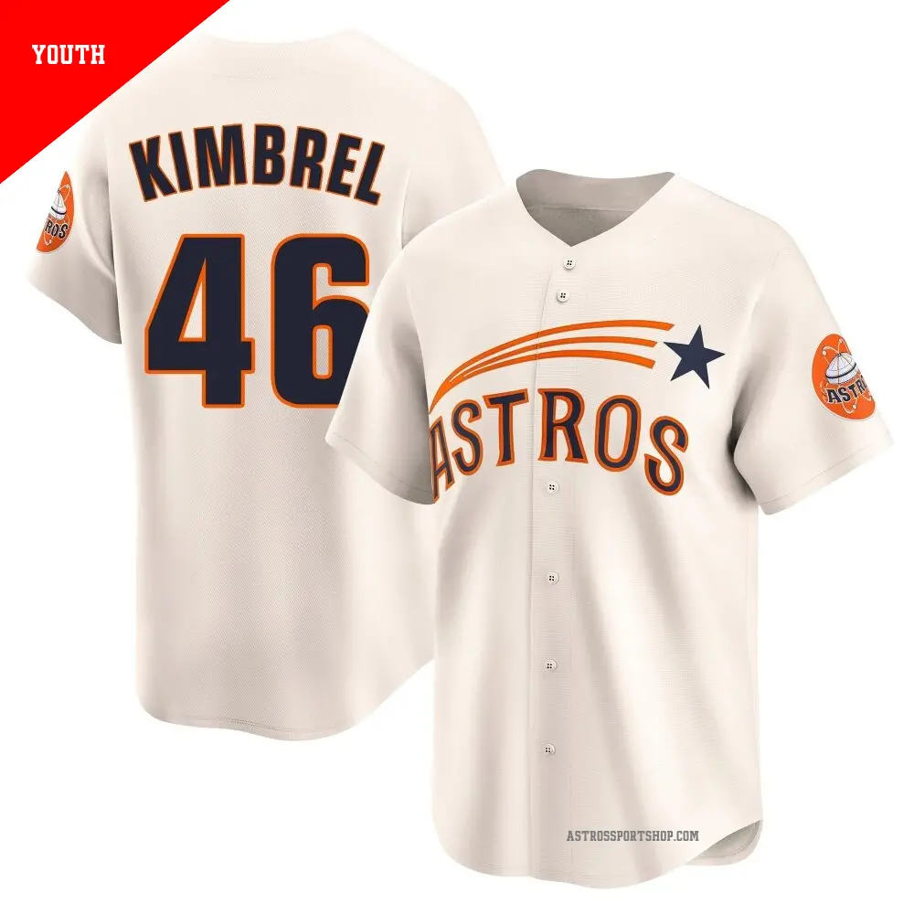Youth ＃46 Craig Kimbrel Houston Astros Cream Limited Throwback Cooperstown Collection Jersey