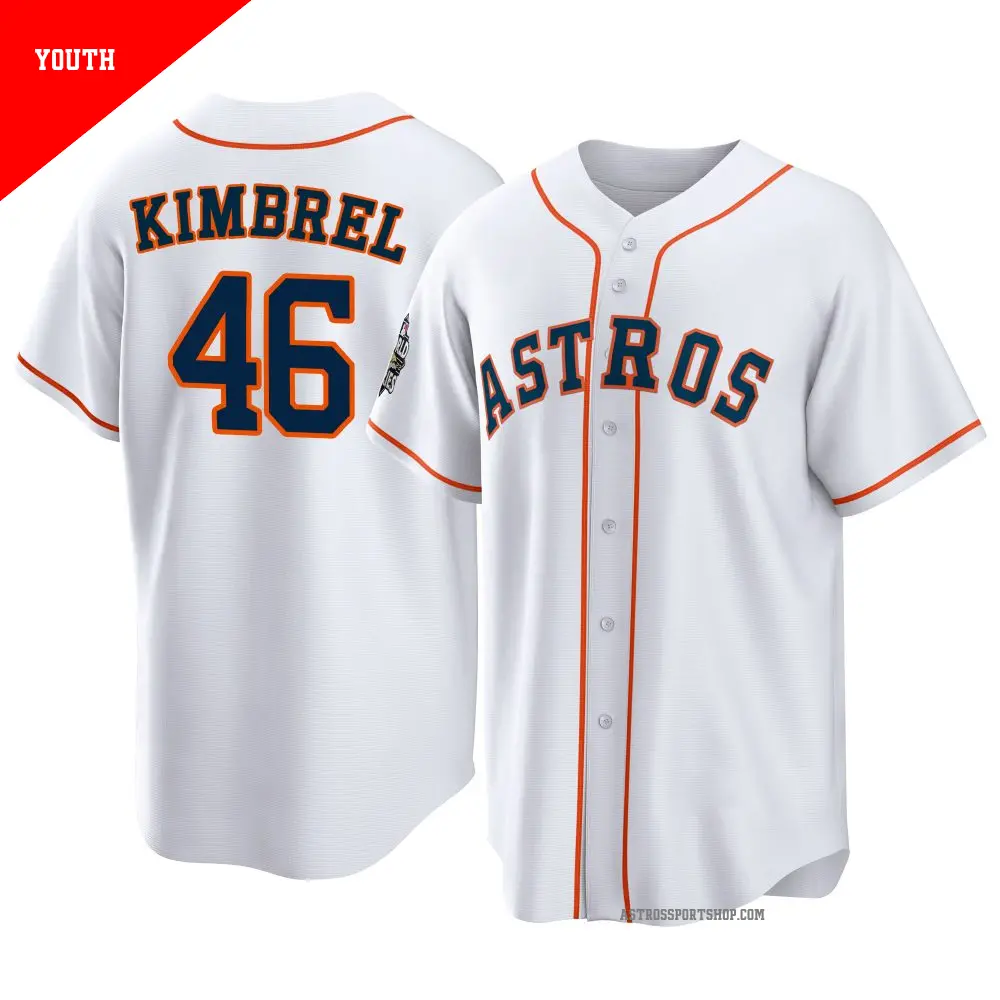 Youth ＃46 Craig Kimbrel Houston Astros White Replica 2022 World Series Home Jersey
